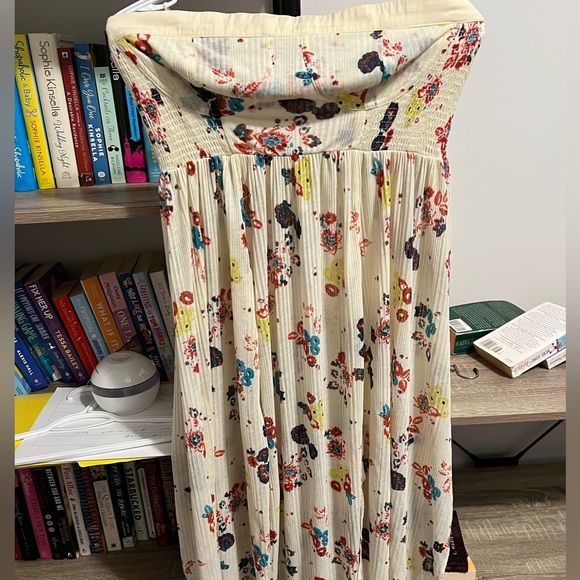 Free People Flowy Bohemian Tube Top with Flower Pattern, Size L - Picture 1 of 3